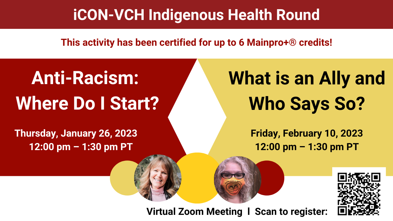 Register Now: iCON-VCH Indigenous Health Rounds on January 26, 2023 and February 10, 2023