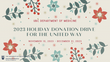 2023 UBC Department of Medicine Holiday Donation Drive for the United Way (November 15, 2023 – December 31, 2023)