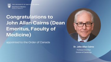 Dr. John Cairns (Division of Cardiology) appointed to Order of Canada