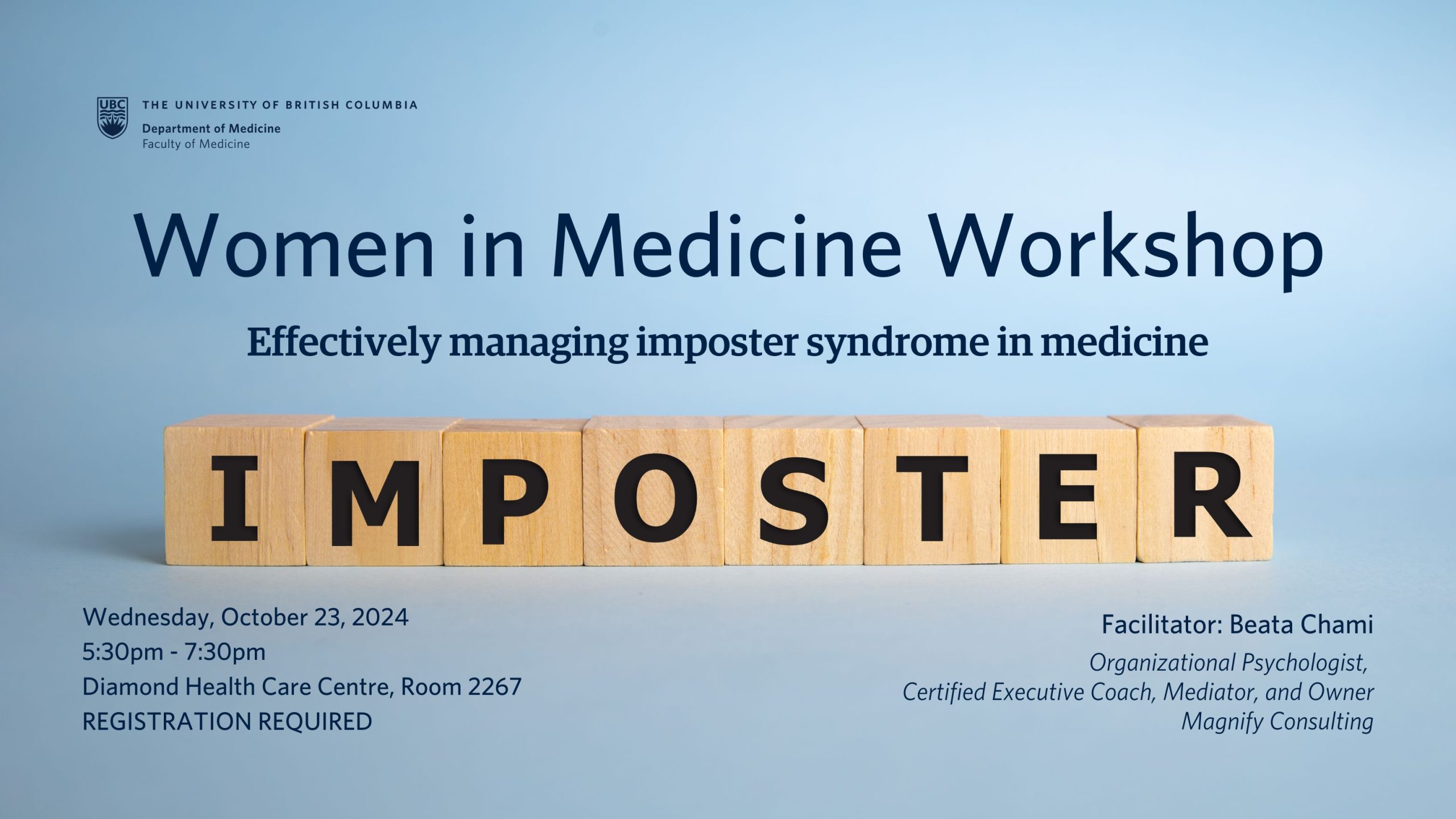 Women in Medicine Workshop: Effectively managing imposter syndrome in medicine with Beata Chami