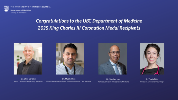 Four UBC Department of Medicine Faculty Awarded the King Charles III Coronation Medal